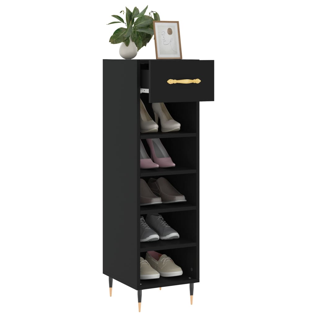 Schuhschrank Schwarz 30x35x105 cm Holzwerkstoff