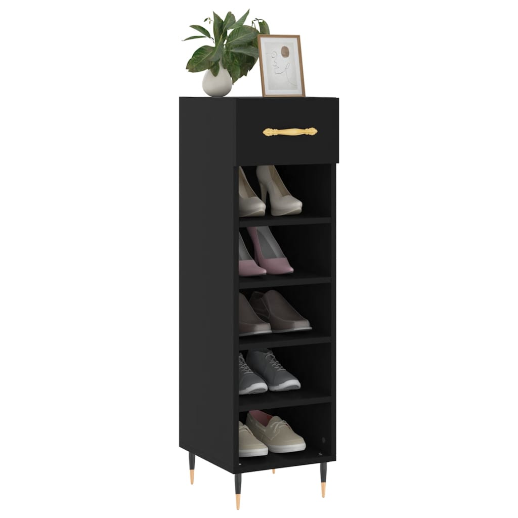 Schuhschrank Schwarz 30x35x105 cm Holzwerkstoff