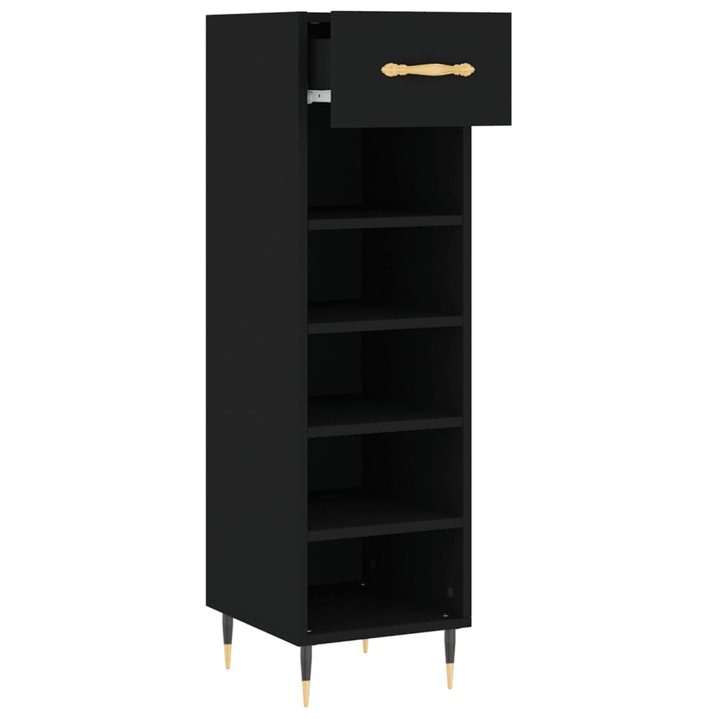 Schuhschrank Schwarz 30x35x105 cm Holzwerkstoff