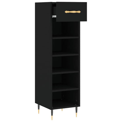 Schuhschrank Schwarz 30x35x105 cm Holzwerkstoff