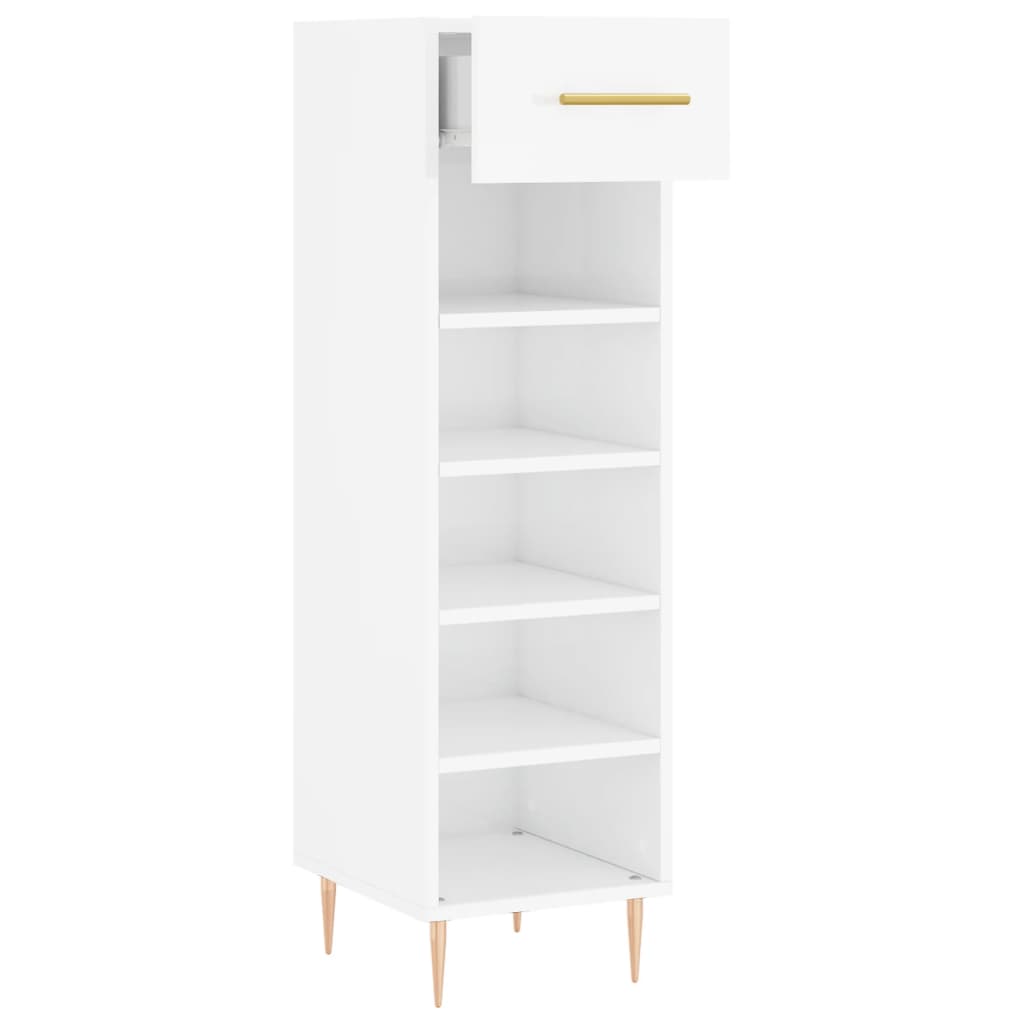 Skoskab hvid højglans 30x35x105 cm træmateriale