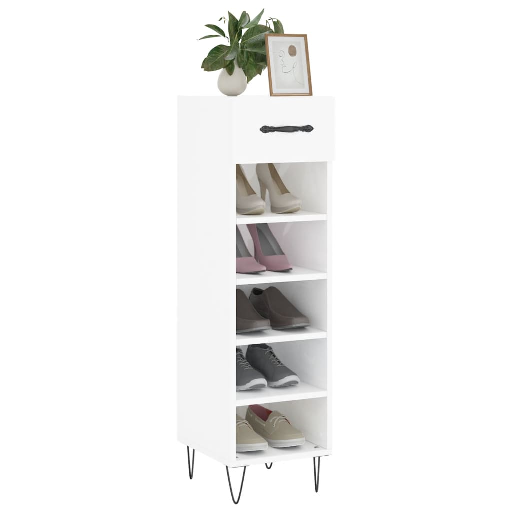Schuhschrank Hochglanz-Weiß 30x35x105 cm Holzwerkstoff