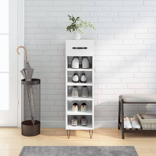 Schuhschrank Hochglanz-Weiß 30x35x105 cm Holzwerkstoff