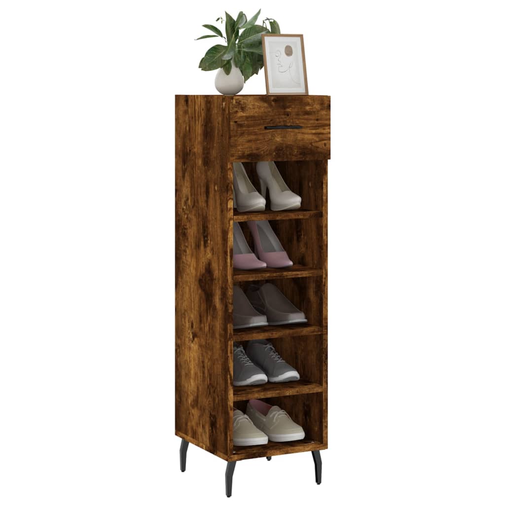 Schuhschrank Räuchereiche 30x35x105 cm Holzwerkstoff