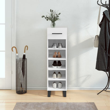 Schuhschrank Hochglanz-Weiß 30x35x105 cm Holzwerkstoff