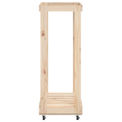 Kaminholzregal mit Rollen 76,5x40x108 cm Massivholz Kiefer