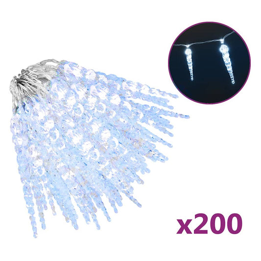 Weihnachts-Eiszapfen-Licht 200 LEDs Kaltweiß 20 m Acryl PVC
