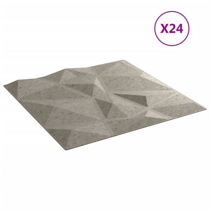 Vægpaneler 24 stk. Betongrå 50x50 cm XPS 6 m² Diamant