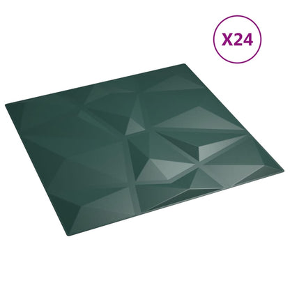Vægpaneler 24 stk Grøn 50x50 cm XPS 6 m² Diamant