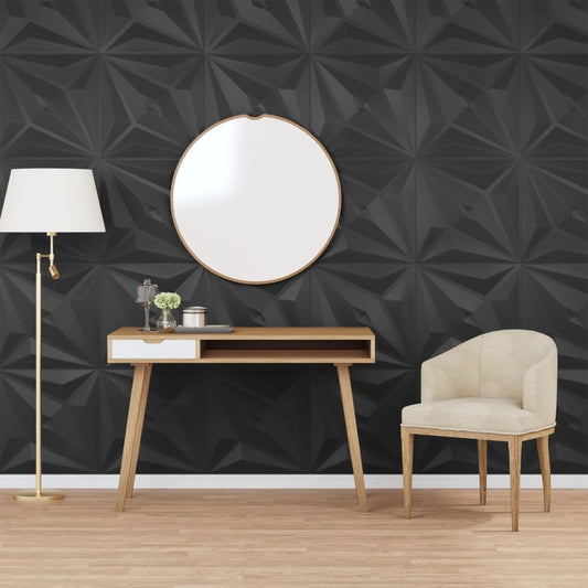 Vægpaneler 12 stk Sort 50x50 cm XPS 3 m² Stjerne