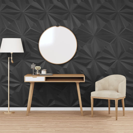Vægpaneler 24 stk Sort 50x50 cm XPS 6 m² Stjerne