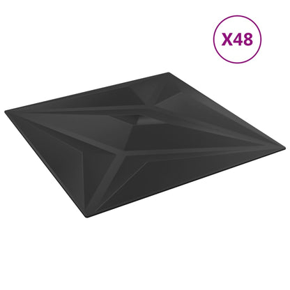 Wandpaneele 48 Stk. Schwarz 50x50 cm XPS 12 m² Stern