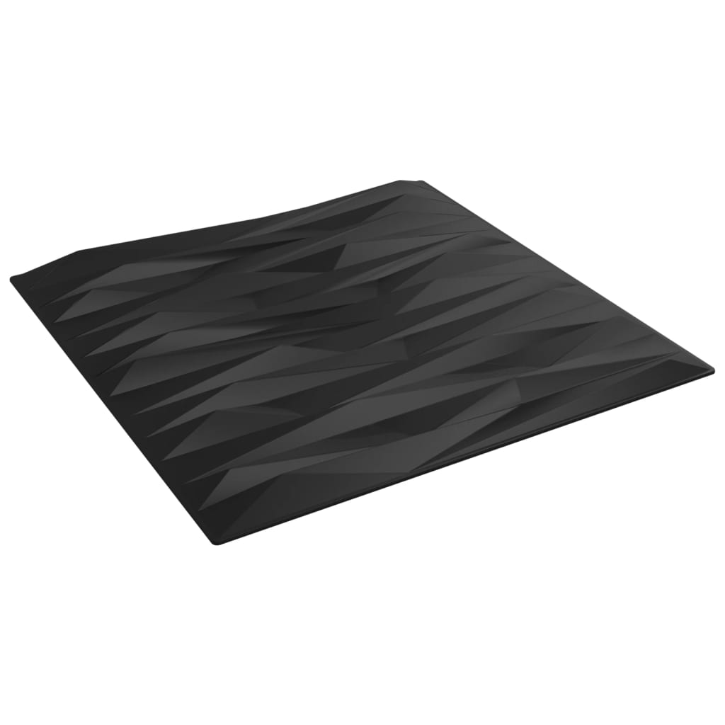 Vægpaneler 48 stk Sort 50x50 cm XPS 12 m² Sten