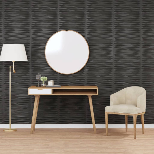 Vægpaneler 48 stk Sort 50x50 cm XPS 12 m² Sten