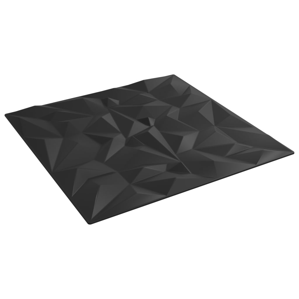 Vægpaneler 12 stk. Sort 50x50 cm XPS 3 m² Ametyst