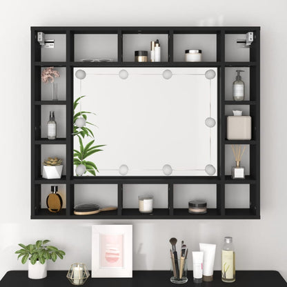 LED-Spiegelschrank Schwarz 91x15x76,5 cm