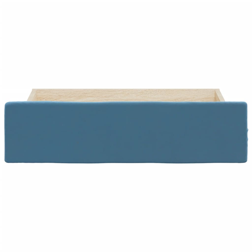 Bettschubladen 2 Stk. Blau Holzwerkstoff und Samt