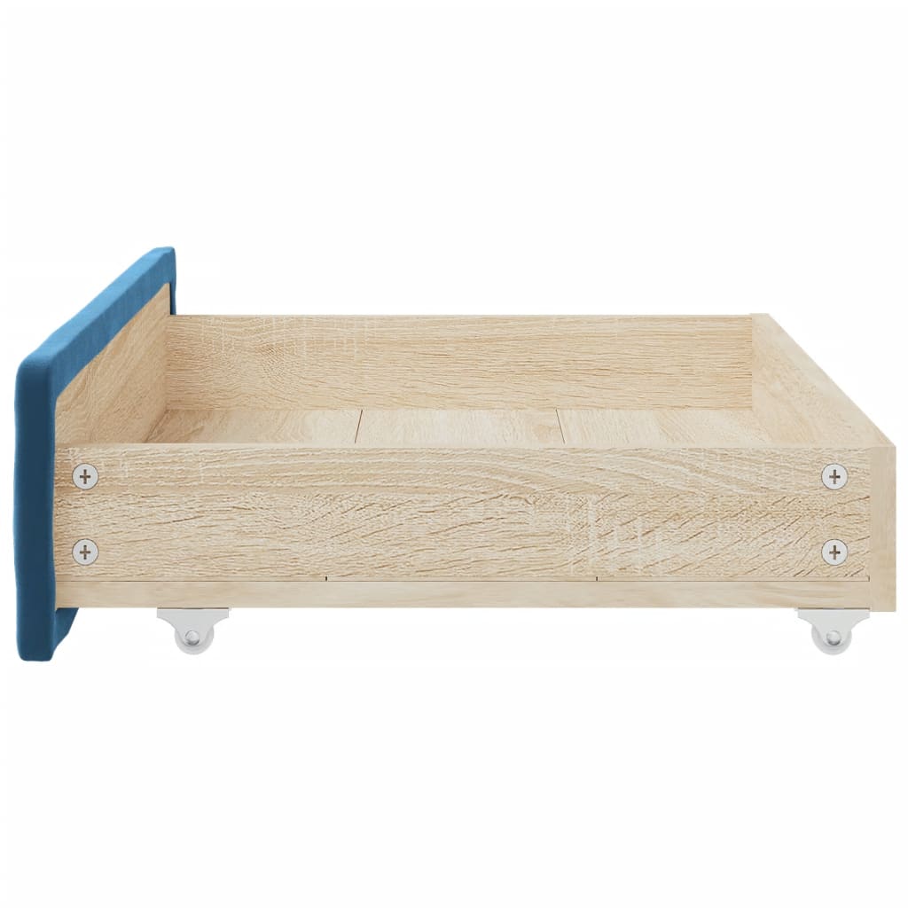 Bettschubladen 2 Stk. Blau Holzwerkstoff und Samt