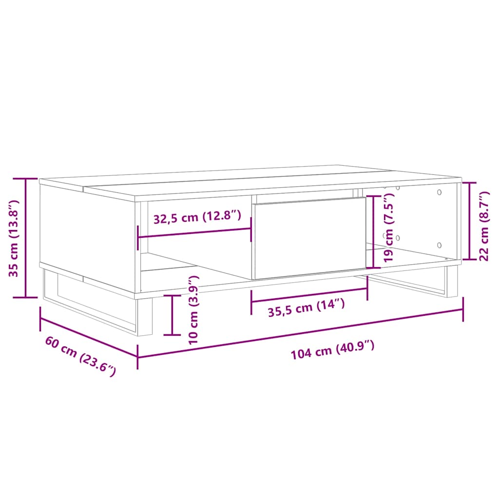 Couchtisch Betongrau 104x60x35 cm Holzwerkstoff