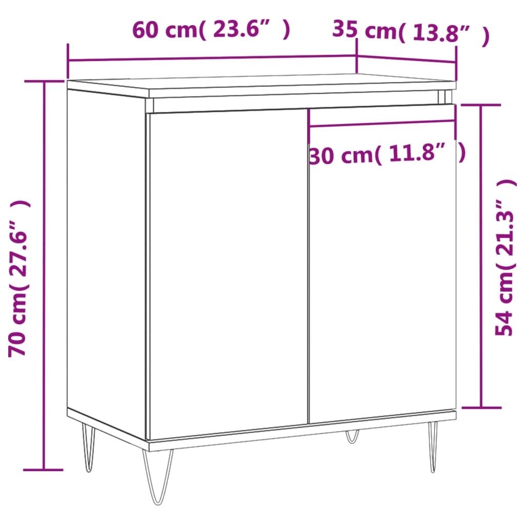 Sideboard Grau Sonoma 60x35x70 cm Holzwerkstoff