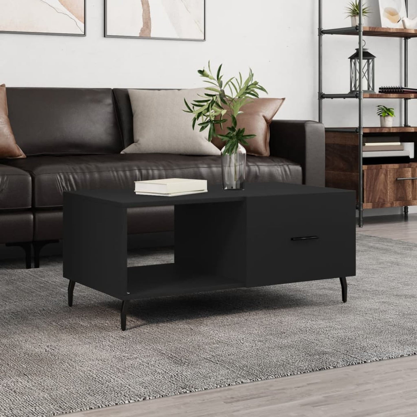 Sofabord Sort 90x50x40 cm Træ Materiale