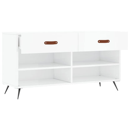 Schuhbank Hochglanz-Weiß 102x35x55 cm Holzwerkstoff