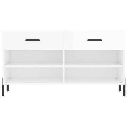 Schuhbank Hochglanz-Weiß 102x35x55 cm Holzwerkstoff