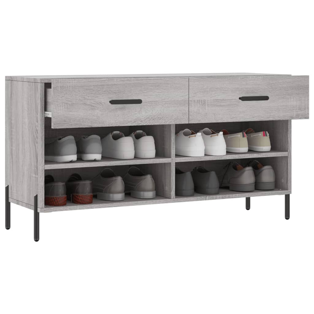 Schuhbank Grau Sonoma 102x35x55 cm Holzwerkstoff