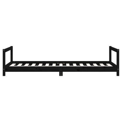 Kinderbett Schwarz 90x190 cm Massivholz Kiefer
