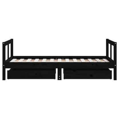 Kinderbett mit Schubladen Schwarz 80x160 cm Massivholz Kiefer