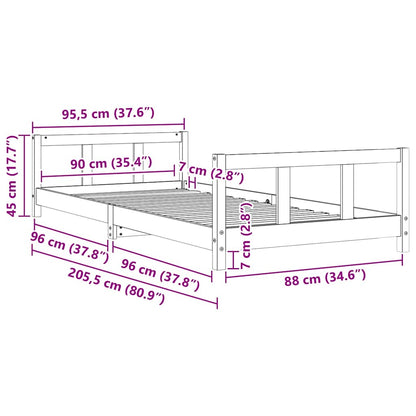 Kinderbett Weiß 90x200 cm Massivholz Kiefer