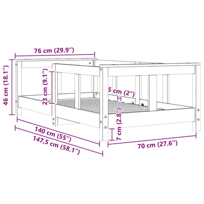 Kinderbett 70x140 cm Massivholz Kiefer