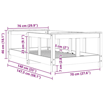 Kinderbett Weiß 70x140 cm Massivholz Kiefer