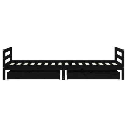Kinderbett mit Schubladen Schwarz 80x200 cm Massivholz Kiefer