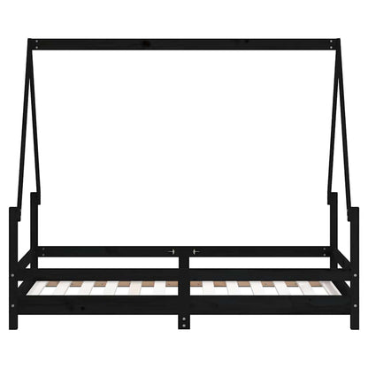 Kinderbett Schwarz 80x160 cm Massivholz Kiefer
