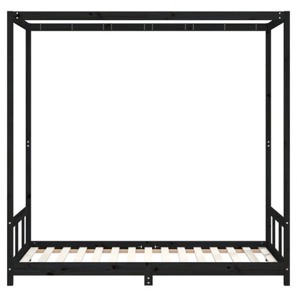 Kinderbett Schwarz 90x190 cm Massivholz Kiefer