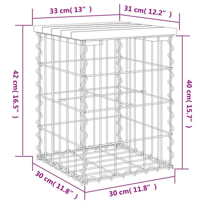 Gartenbank aus Gabionen 33x31x42 cm Massivholz Douglasie