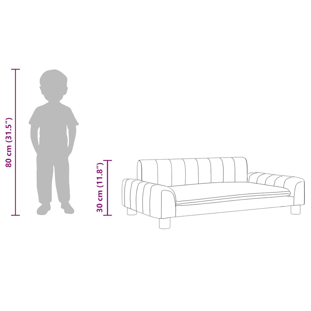 Kindersofa Creme 90x53x30 cm Stoff