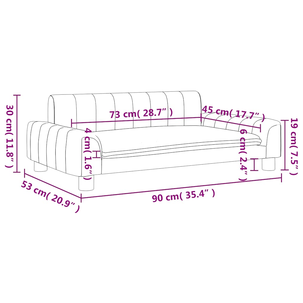 Kindersofa Hellgrau 90x53x30 cm Stoff