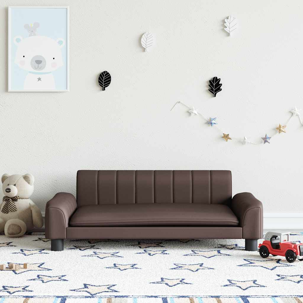 Kindersofa Braun 90x53x30 cm Kunstleder