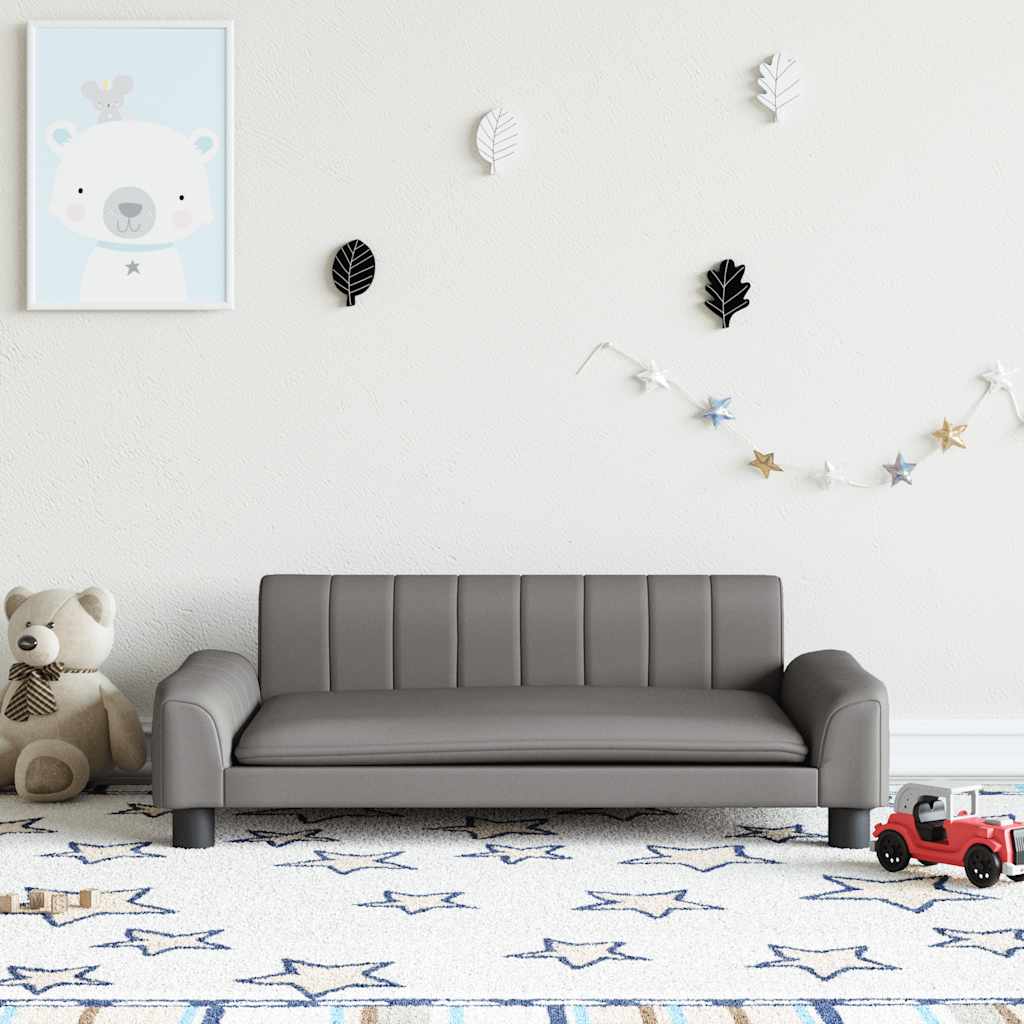 Kindersofa Grau 90x53x30 cm Kunstleder