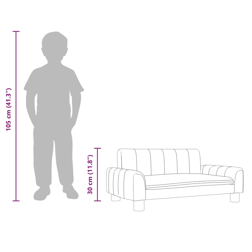 Kindersofa Schwarz 70x45x30 cm Kunstleder