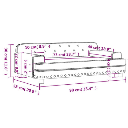 Kindersofa Hellgrau 90x53x30 cm Samt