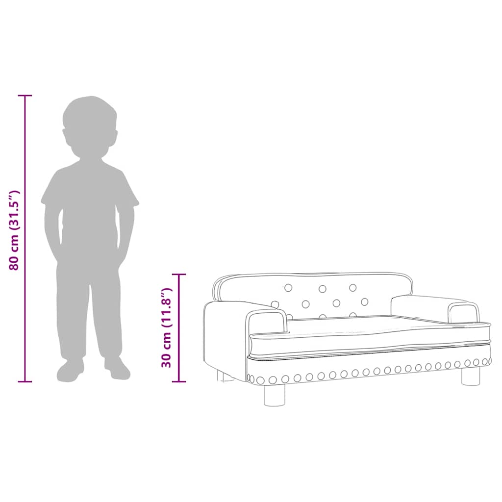 Kindersofa Schwarz 70x45x30 cm Kunstleder