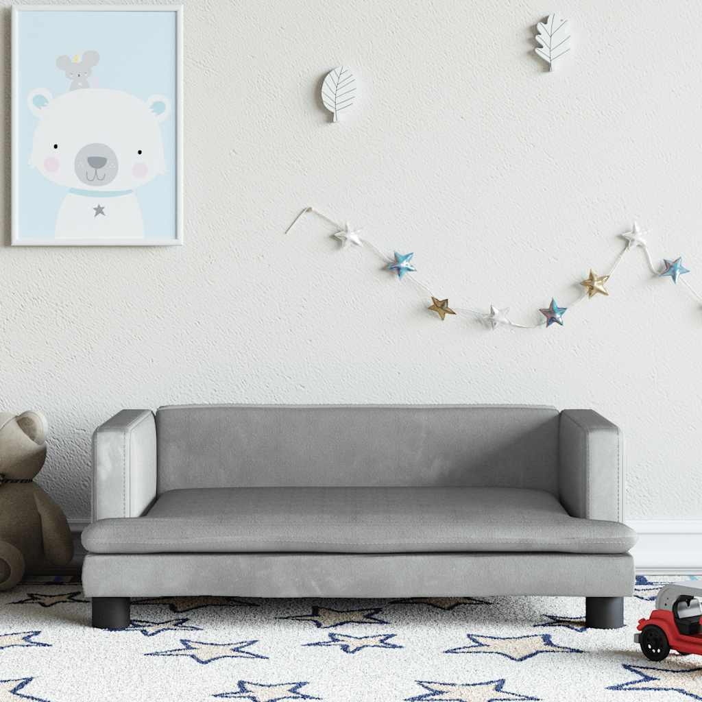 Kindersofa Hellgrau 80x45x30 cm Samt