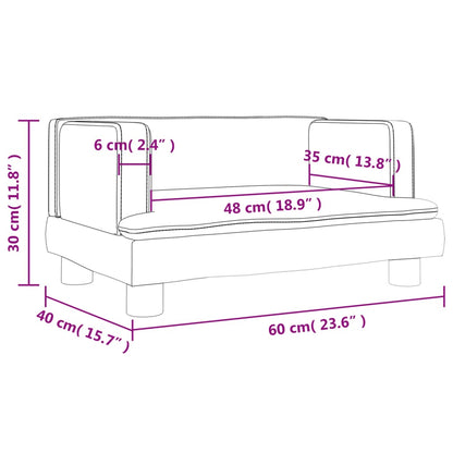 Kindersofa Blau 60x40x30 cm Samt