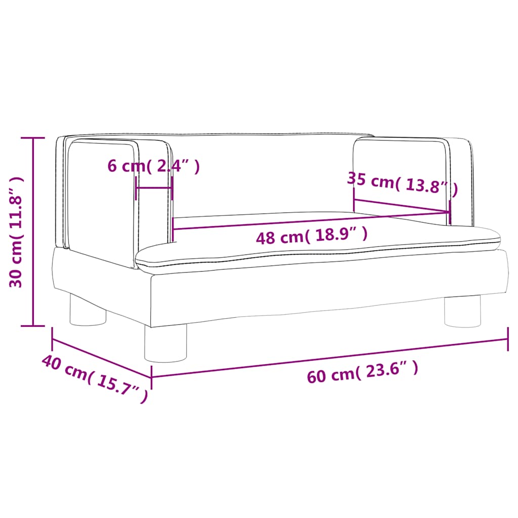 Kindersofa Rosa 60x40x30 cm Samt