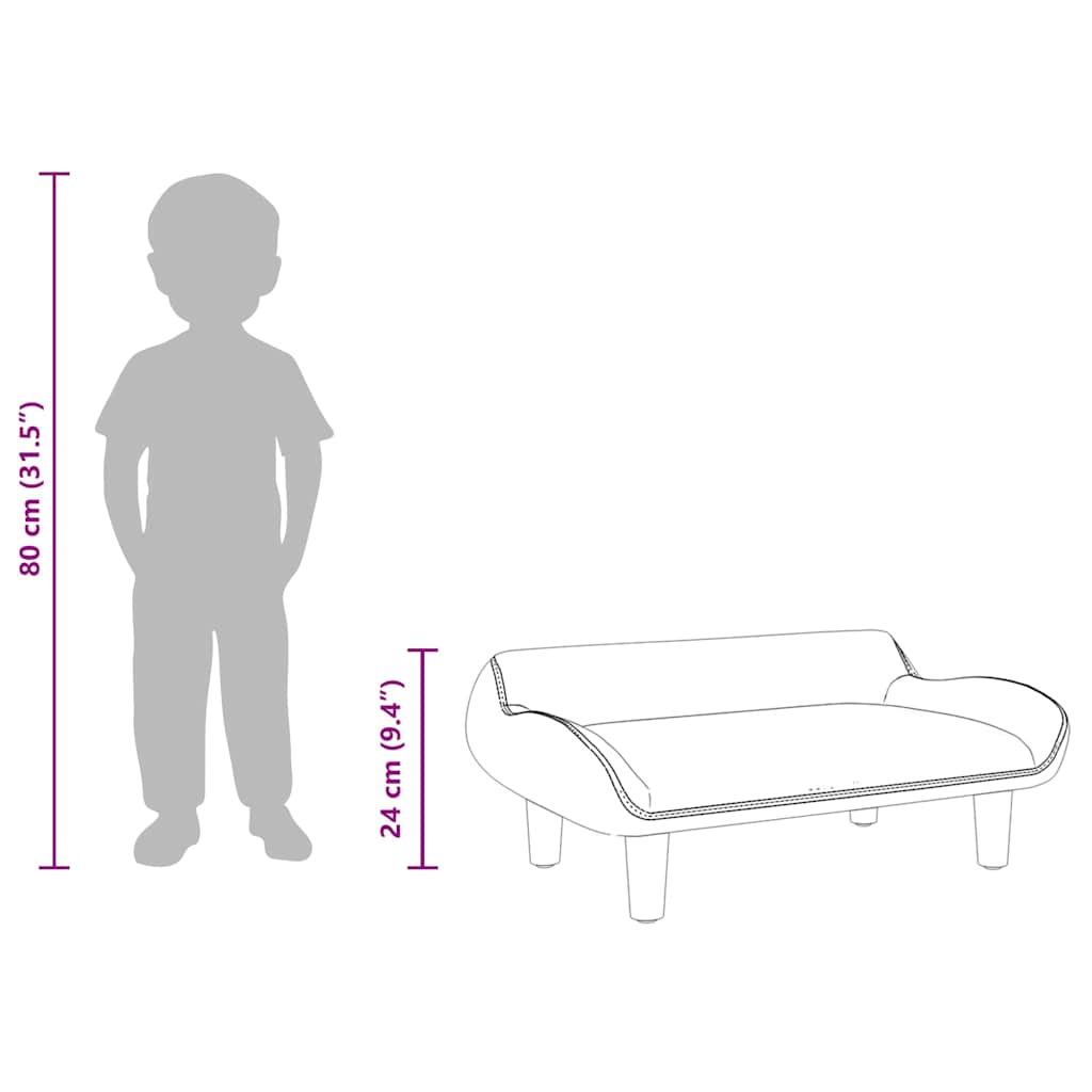 Kindersofa Hellgrau 70x40x24 cm Samt