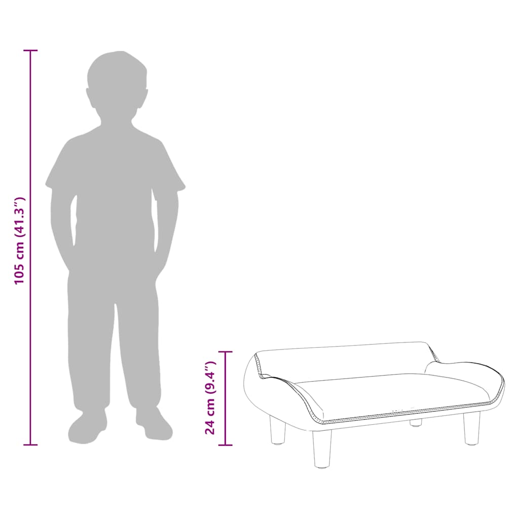 Kindersofa Hellgrau 70x40x24 cm Samt
