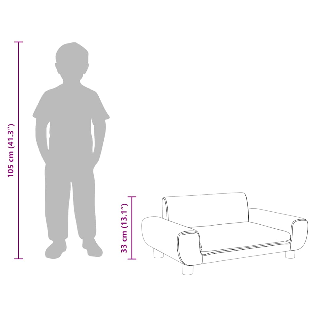 Kindersofa Blau 70x45x33 cm Samt